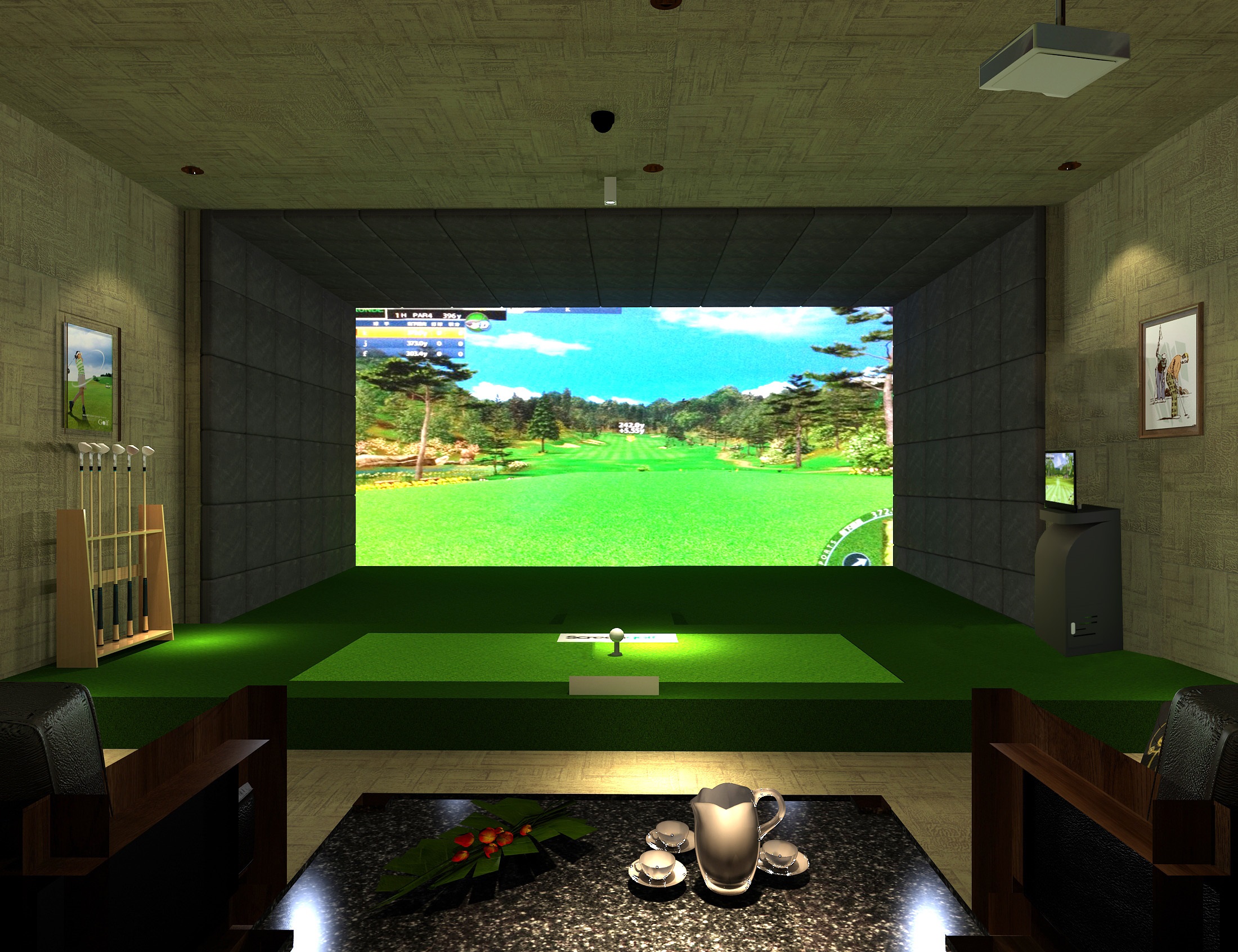 新疆模拟高尔夫案例 这款好品牌设备安装在石河子私人住宅内供客户进行高尔